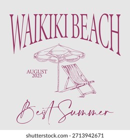 Letras de impresión de Vector gráfico de eslogan de verano para diseño de impresión de camiseta