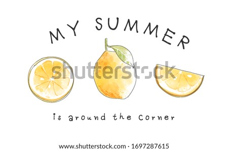 summer slogan with lemons illustration