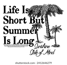 summer slogan palm tree vector for t-shirt