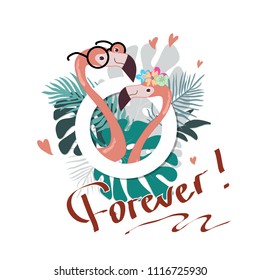 Summer slogan vector print with flamingo illustration. For t-shirt or other uses,T-shirt graphics, textile graphic