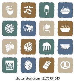 Summer Snack Icons. Grunge Color Flat Design. Vector Illustration.