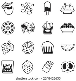 Summer Snack Icons. Line With Fill Design. Vector Illustration.