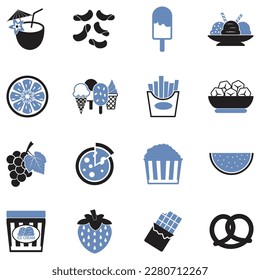 Summer Snack Icons. Two Tone Flat Design. Vector Illustration.