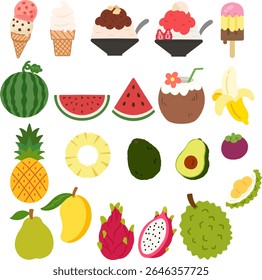 Summer snacks and tropical fruits