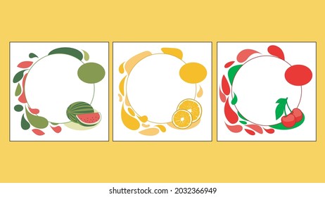summer social media post template fresh flat design liquid vector illustration. summer sale fruit
