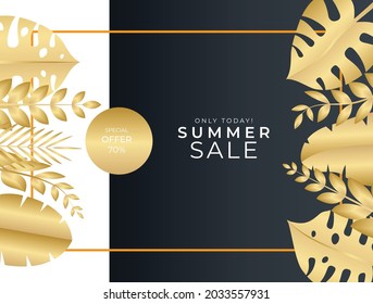 Plantilla de publicación de medios sociales de verano con espacio para texto.Contenido promocional.Nuevo fondo de diseño vector abstracto para afiche, invitación y cubierta con hojas tropicales, formas y texturas