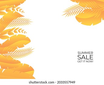 Plantilla de publicación de medios sociales de verano con espacio para texto.Contenido promocional.Nuevo fondo de diseño vector abstracto para afiche, invitación y cubierta con hojas tropicales, formas y texturas