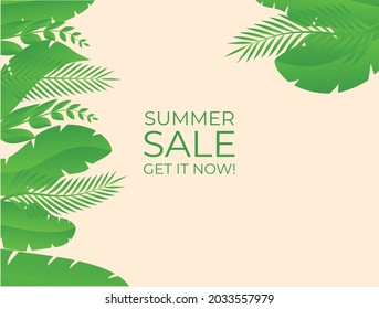 Plantilla de publicación de medios sociales de verano con espacio para texto.Contenido promocional.Nuevo fondo de diseño vector abstracto para afiche, invitación y cubierta con hojas tropicales, formas y texturas