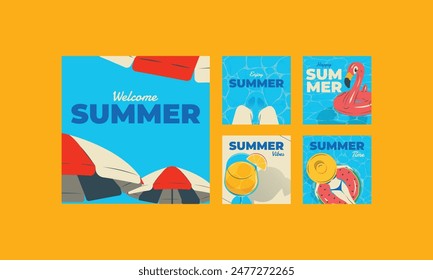 Summer social media post template collection