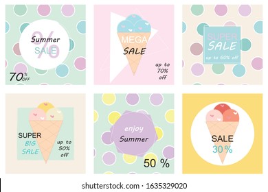 Summer social media square banner collection for fashion sale promotion and digital marketing
