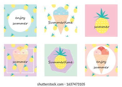 Summer social media square flyer , card, poster or gift tag collection for fashion sale promotion and digital marketing
