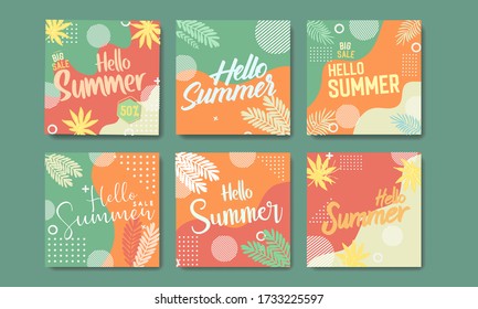 summer social media template. vector illustration