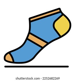 Icono del calcetín de verano. Esbozar color de icono vectorial de verano aislado en blanco