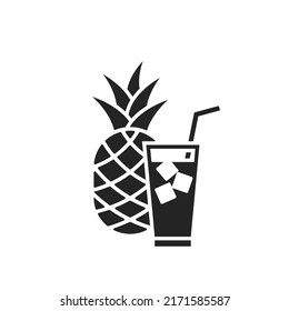 summer soft drink and pineapple. isolated vector image in simple style