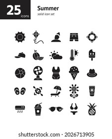 Summer solid icon set. Vector and Illustration.