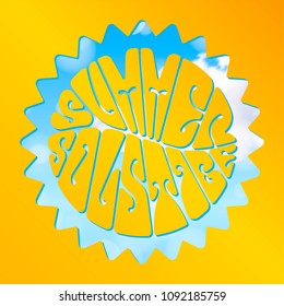 Summer solstice - handwritten lettering quote symbolizing the longest period of daylight and the shortest night of the year. Vector illustration.