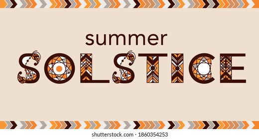 Summer solstice lettering. Elements for invitations, posters, greeting cards