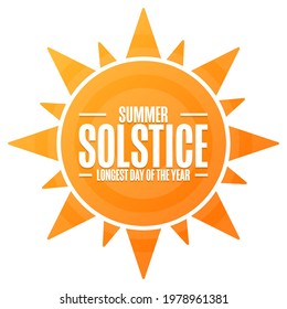 Summer Solstice. Longest day of the year. Holiday concept. Template for background, banner, card, poster with text inscription. Vector EPS10 illustration