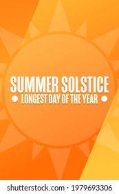 Summer Solstice. Longest day of the year. Holiday concept. Template for background, banner, card, poster with text inscription. Vector EPS10 illustration