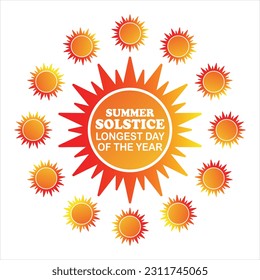 Summer Solstice Longest Day Of The Year Vector illustration. Holiday concept. Template for background, banner, card, poster with text inscription