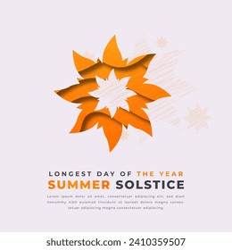 Summer Solstice. Longest Day of the Year Paper cut style Vector Design Illustration for Background, Poster, Banner, Advertising, Greeting Card