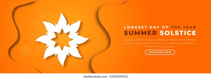 Sommersonne. Der längste Tag des Jahres Papier schneiden Stil Vektordesign Illustration für Hintergrund, Poster, Banner, Werbung, Grußkarte