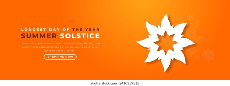 Summer Solstice. Longest Day of the Year Paper cut style Vector Design Illustration for Background, Poster, Banner, Advertising, Greeting Card