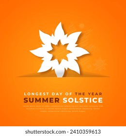 Summer Solstice. Longest Day of the Year Paper cut style Vector Design Illustration for Background, Poster, Banner, Advertising, Greeting Card