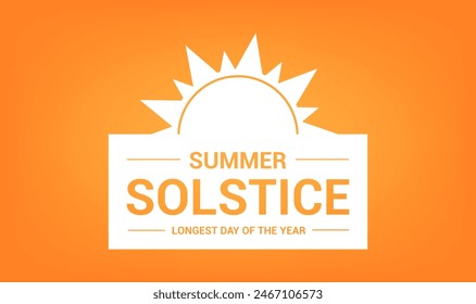 Summer Solstice. Longest day of the year. Holiday concept. Template for background, banner, card, poster with text inscription. Vector EPS10 illustration
