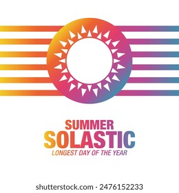 Summer Solstice. Longest day of the year. summer solstice template, banner, poster, social media post. digital post etc. design background, card, poster with text inscription. Vector illustration.