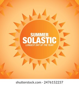 Summer Solstice. Longest day of the year. summer solstice template, banner, poster, social media post. digital post etc. design background, card, poster with text inscription. Vector illustration.