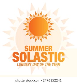 Summer Solstice. Longest day of the year. summer solstice template, banner, poster, social media post. digital post etc. design background, card, poster with text inscription. Vector illustration.