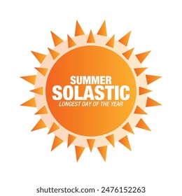 Summer Solstice. Longest day of the year. summer solstice template, banner, poster, social media post. digital post etc. design background, card, poster with text inscription. Vector illustration.