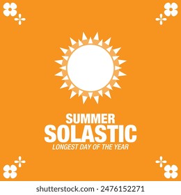 Sommersonnenwende. Längster Tag des Jahres. Sommersonnenwende-Vorlage, Banner, Poster, Social-Media-Post, Digitalpost usw. Designhintergrund, Karte, Poster mit Textinschrift. Vektorillustration.