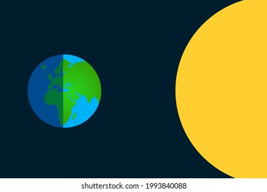 Summer Solstice is observed on 21, June. It is the longest day in India with the longest period of daylight. earth and sun flat icon . vector illustration as a poster, banner, template .