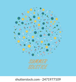 Summer Solstice pattern. Longest day of the year. summer solstice template, banner, poster, social media post etc. summer discount offer banner, poster, digital post etc.