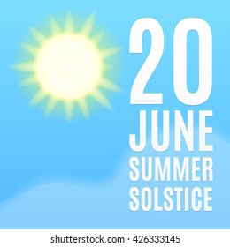 Summer solstice poster. Sun, sky and cloud. Vector, eps10.