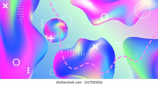 Summer sound poster design of a music festival. Bright smooth mesh is blurred by a futuristic pattern in pink, blue, green, yellow, purple tones. Trendy creative vector cosmic gradient. 