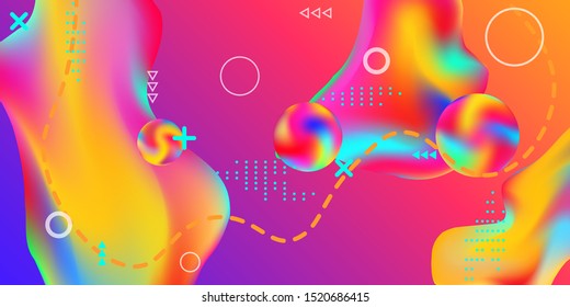 Summer sound poster design of a music festival. Bright smooth mesh is blurred by a futuristic pattern in pink, blue, green, yellow, purple tones. Trendy creative vector cosmic gradient. 