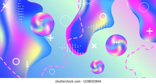 Summer sound poster design of a music festival. Bright smooth mesh is blurred by a futuristic pattern in pink, blue, green, yellow, purple tones. Trendy creative vector cosmic gradient. 