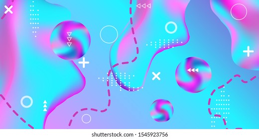 Summer sound poster design of a music festival. Bright smooth mesh is blurred by a futuristic pattern in pink, blue, green, yellow, purple tones. Colorful rainbow gradient.  