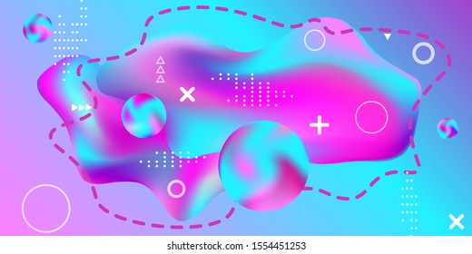 Summer sound poster design of a music festival. Bright smooth mesh is blurred by a futuristic pattern in pink, blue, green, yellow, purple tones. Gradients waves music background.