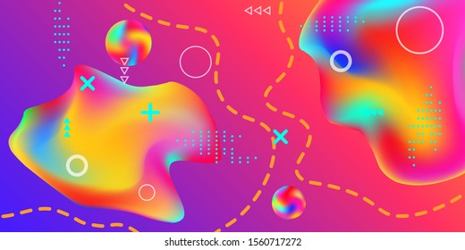 Summer sound poster design of a music festival. Bright smooth mesh is blurred by a futuristic pattern in pink, blue, green, yellow, purple tones. Trendy creative vector cosmic gradient. 