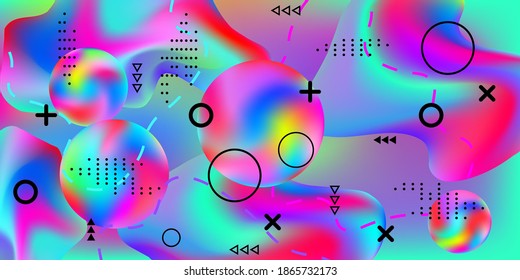 Summer sound poster design of a music festival.  Bright smooth mesh is blurred by a futuristic pattern in pink, blue, green, yellow, purple tones.  Minimal geometric cover.
