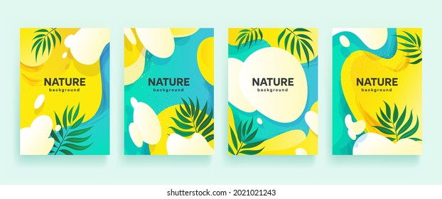 Summer south background sand sky and palm leaves. Editable mockup abstract background bright wave. Vector template banner post for social media, blog, sale, site, mobile app.