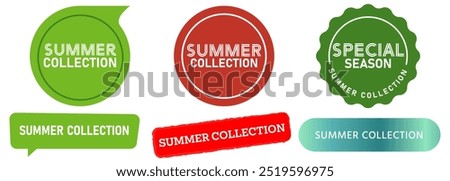 Summer special collection limited seasonal offer advertisement season stamp badge emblem commerce sticker design set collection illustration