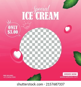 Summer Special delicious ice cream social media banner post design	