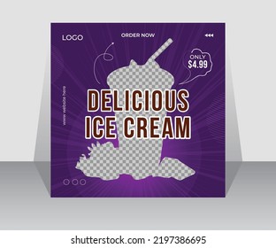 Summer special delicious ice-cream social media post design or web banner template