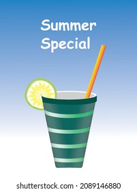 Summer special drink design poster icon of juice bottle design 