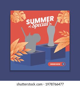 Summer special drink menu social media post template